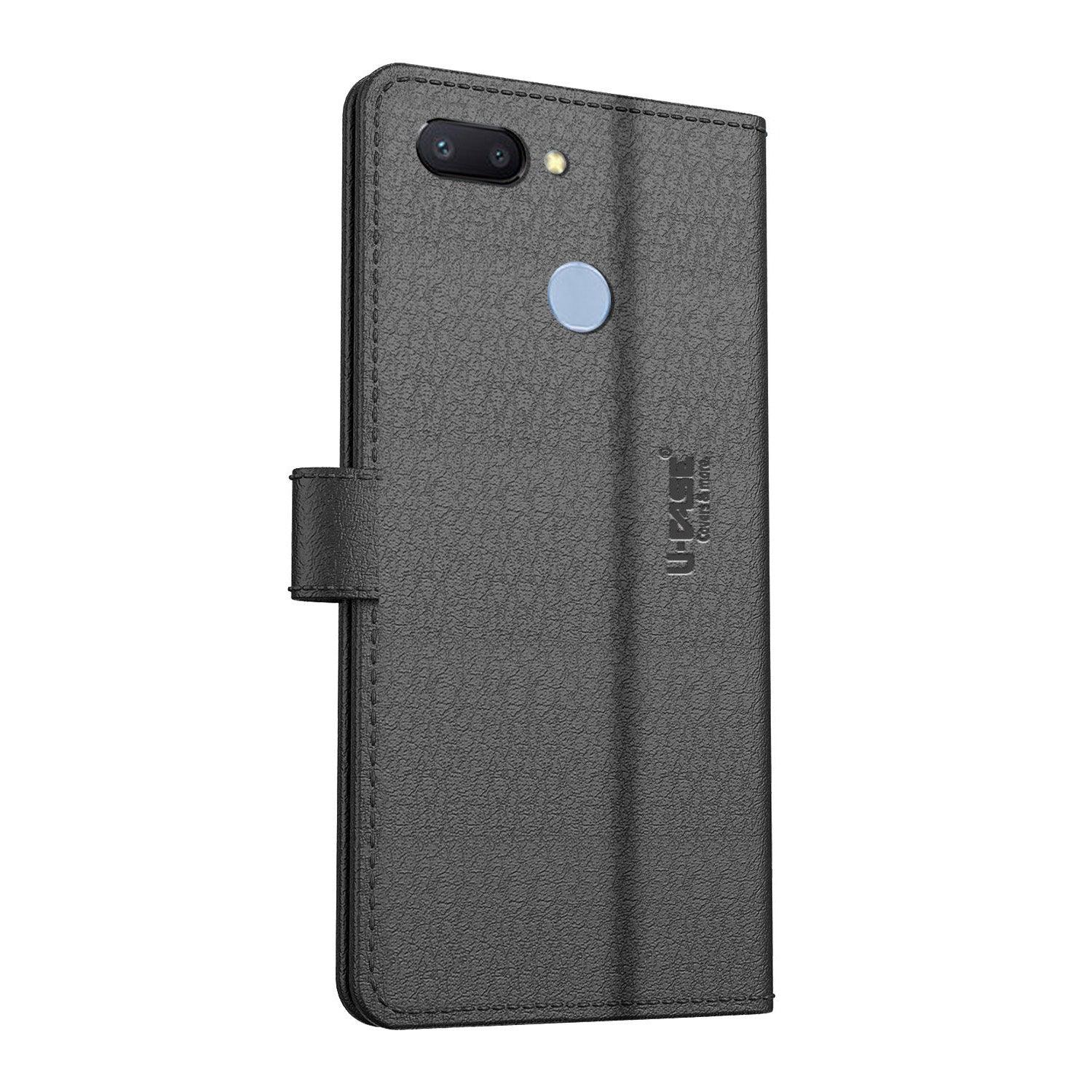 U-CASE Magnetic Flip Cover for Xiaomi Redmi 6 Vegan Foldable Stand & Pocket Magnetic Closure - Aibex
