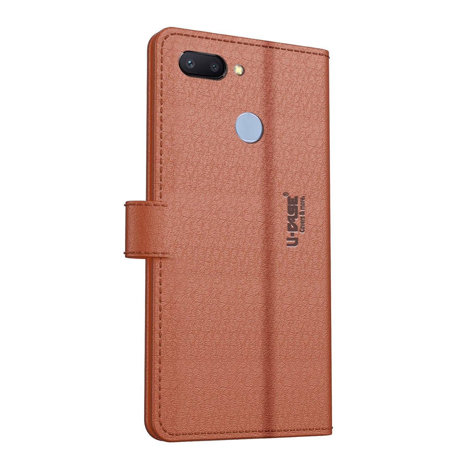 U-CASE Magnetic Flip Cover for Xiaomi Redmi 6 Vegan Foldable Stand & Pocket Magnetic Closure - Aibex