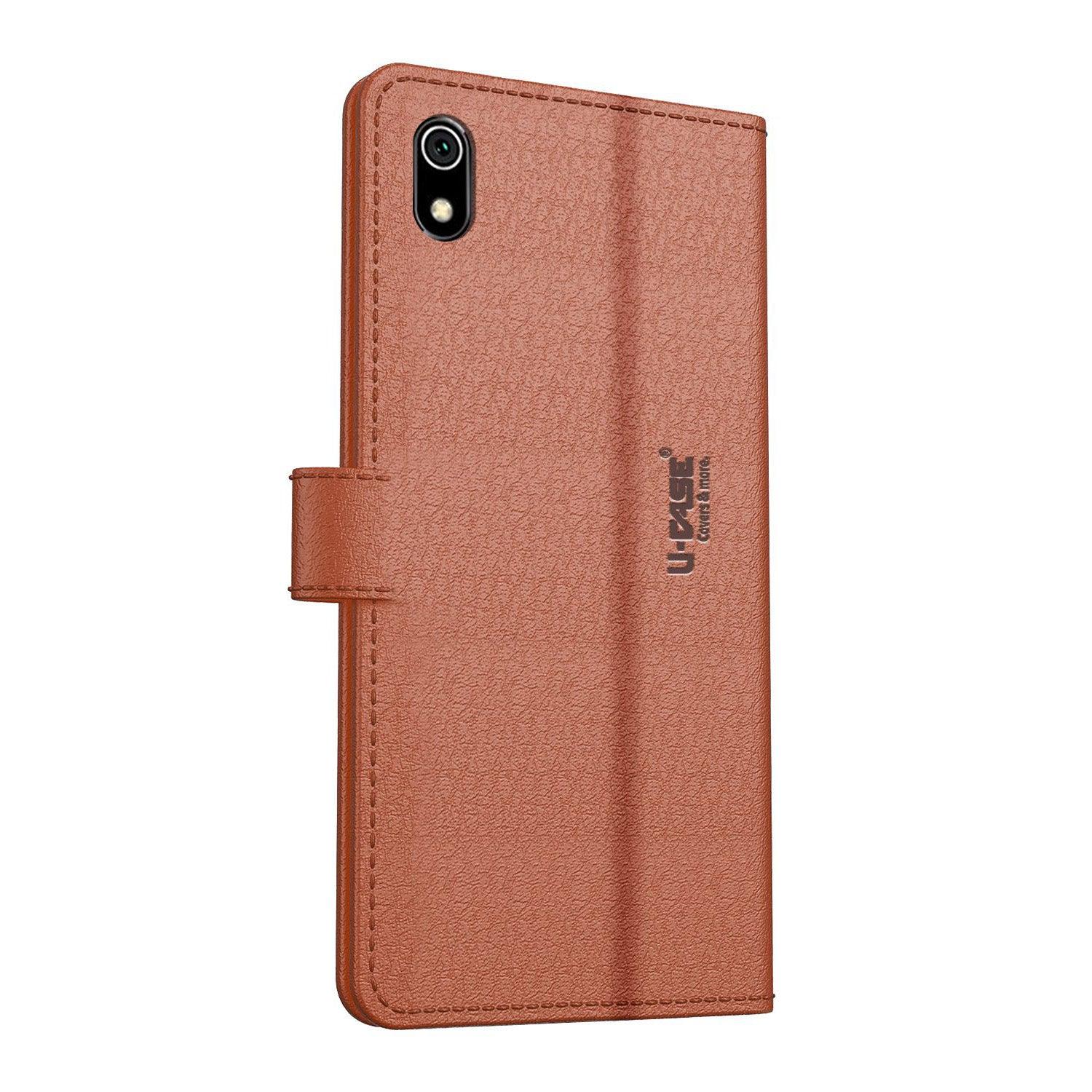 U-CASE Magnetic Flip Cover for Xiaomi Redmi 7A Vegan Foldable Stand & Pocket Magnetic Closure - Aibex