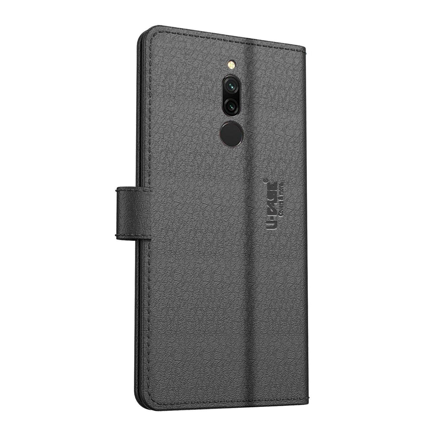 U-CASE Magnetic Flip Cover for Xiaomi Redmi 8 / Redmi 8A Vegan Foldable Stand & Pocket Magnetic Closure - Aibex