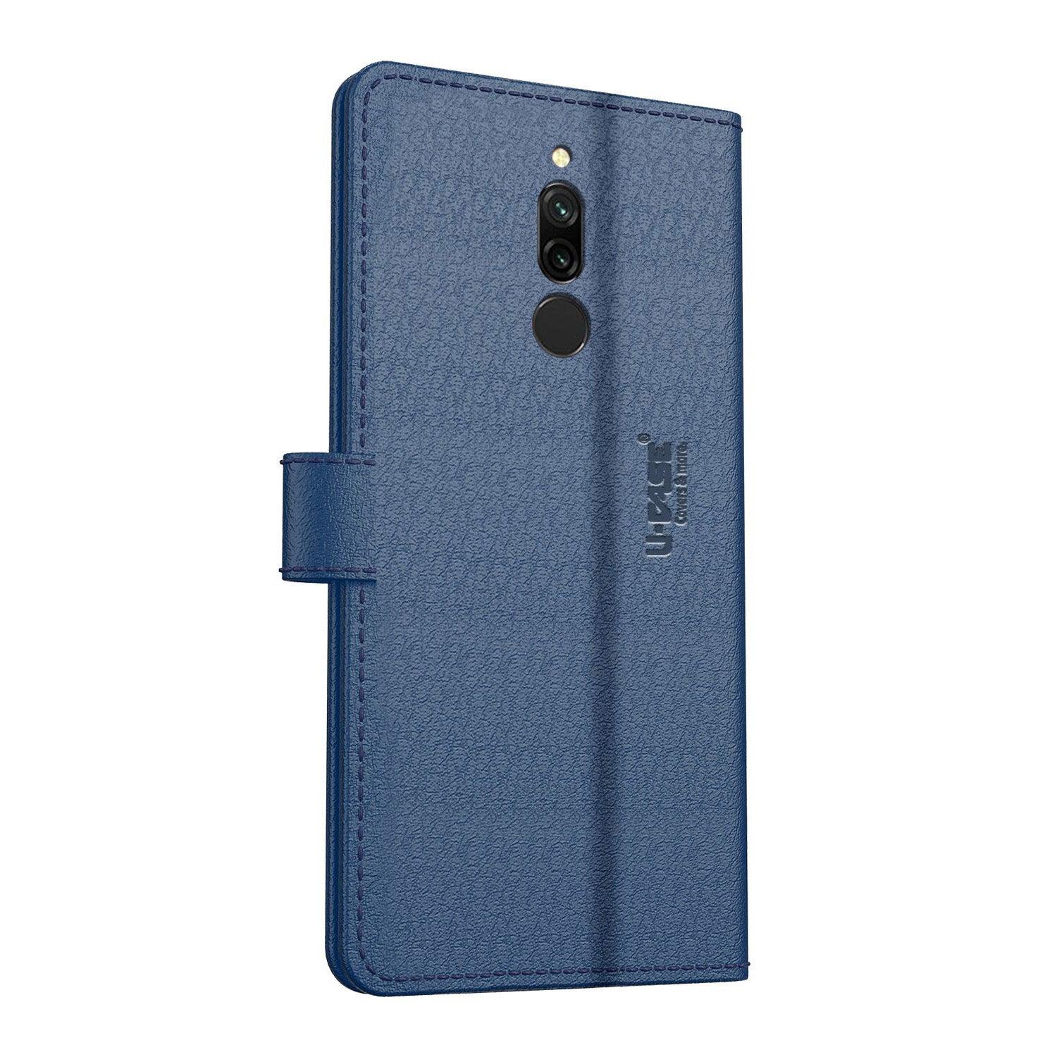 U-CASE Magnetic Flip Cover for Xiaomi Redmi 8 / Redmi 8A Vegan Foldable Stand & Pocket Magnetic Closure - Aibex