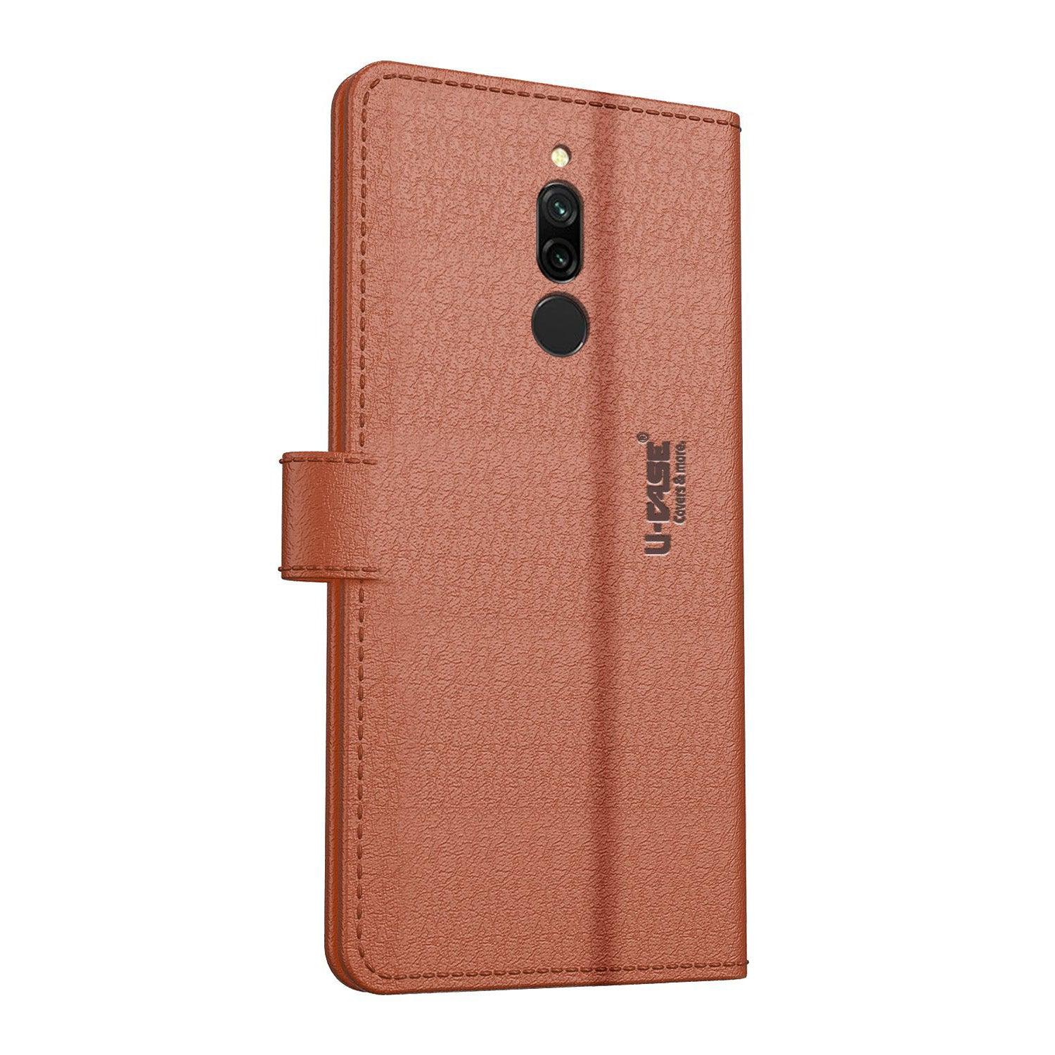 U-CASE Magnetic Flip Cover for Xiaomi Redmi 8 / Redmi 8A Vegan Foldable Stand & Pocket Magnetic Closure - Aibex