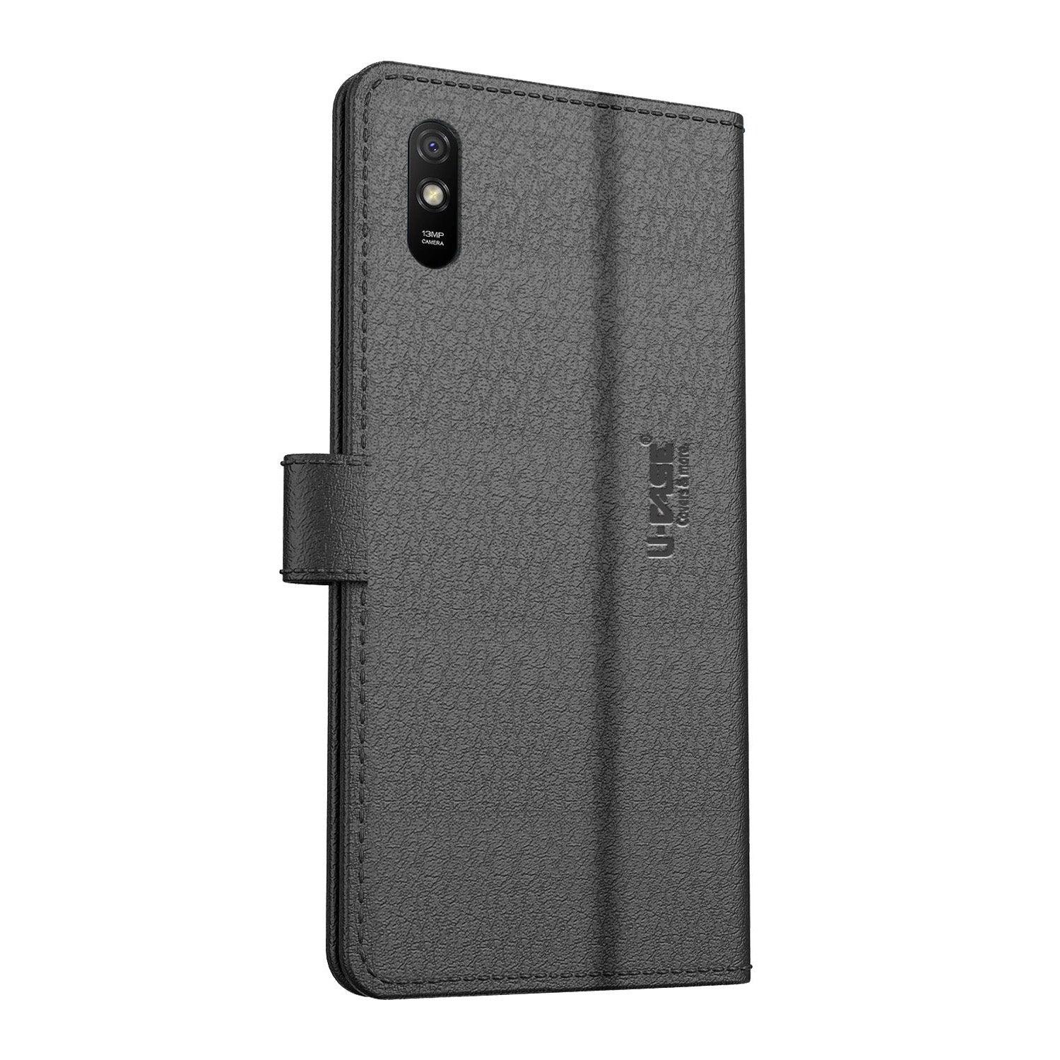 U-CASE Magnetic Flip Cover for Xiaomi Redmi 9A / Redmi 9i / 9A Sport Vegan Foldable Stand & Pocket Magnetic Closure - Aibex