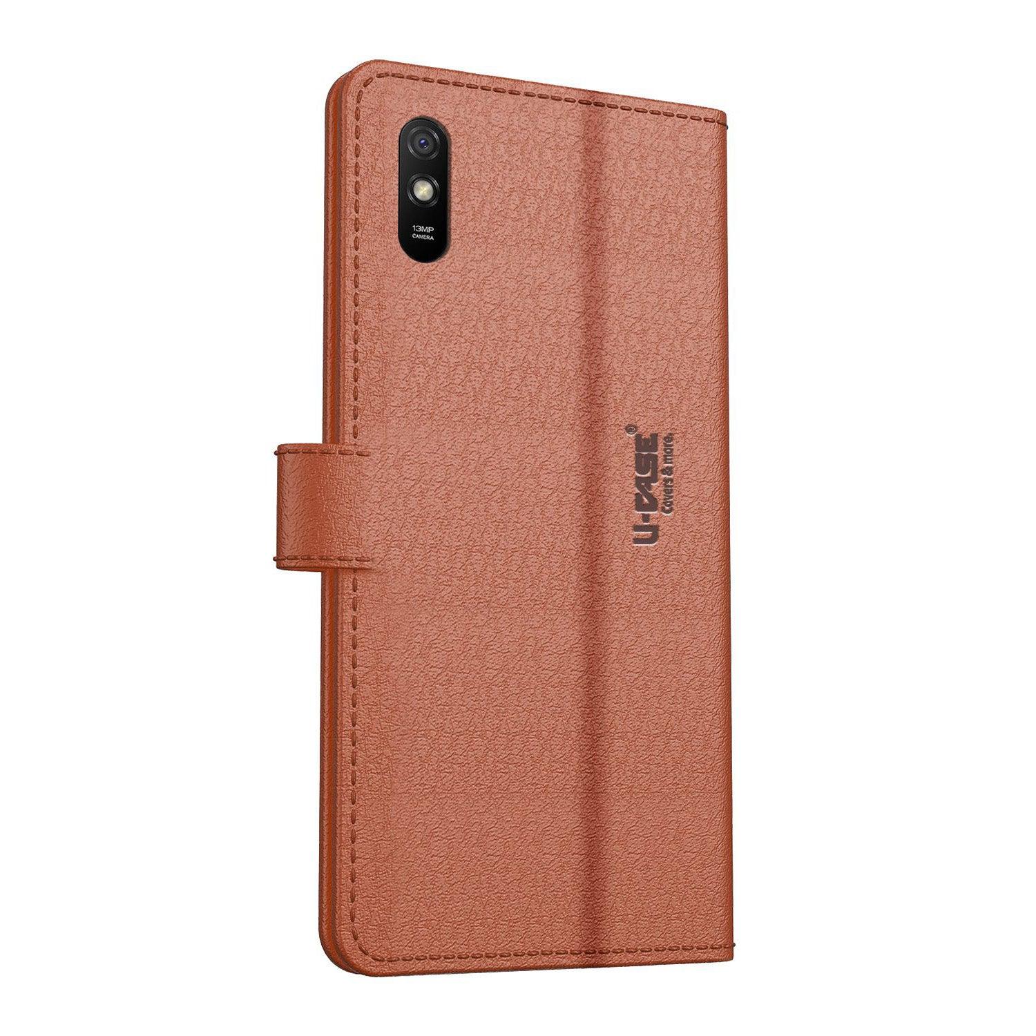 U-CASE Magnetic Flip Cover for Xiaomi Redmi 9A / Redmi 9i / 9A Sport Vegan Foldable Stand & Pocket Magnetic Closure - Aibex