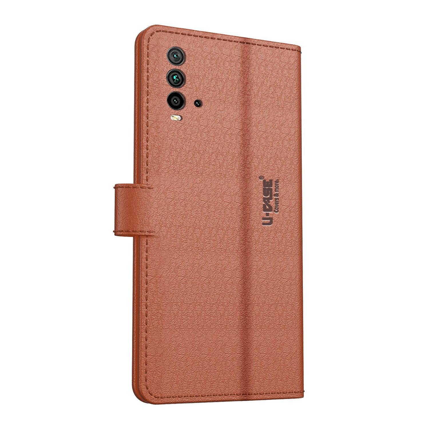 U-CASE Magnetic Flip Cover for Redmi 9 Power / Xiaomi Poco M3 Vegan Foldable Stand & Pocket Magnetic Closure - Aibex