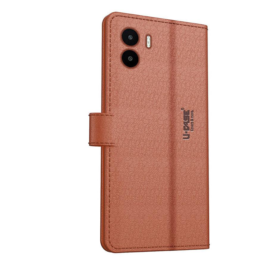 U-CASE Flip Cover for Xiaomi Redmi A1/ Xiaomi Redmi A2 2023 Vegan Foldable Stand & Pocket Magnetic Closure - Aibex