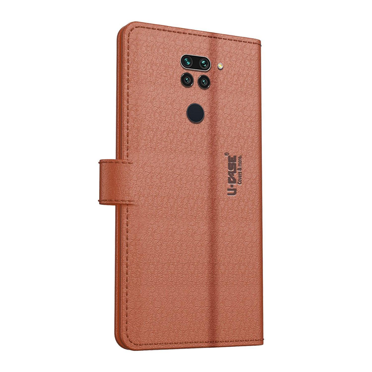 U-CASE Magnetic Flip Cover for Xiaomi Redmi Note 9 Vegan Foldable Stand & Pocket Magnetic Closure - Aibex