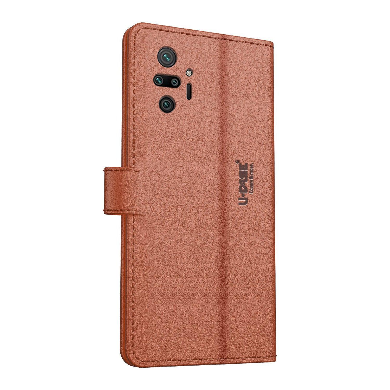 U-CASE Magnetic Flip Cover for Xiaomi Redmi Note 10 Pro Vegan Foldable Stand & Pocket Magnetic Closure - Aibex