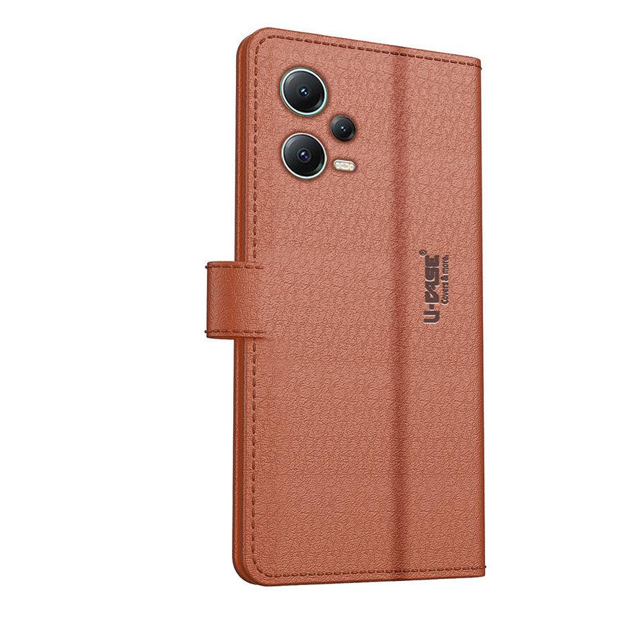 U-CASE Flip Cover for Xiaomi Redmi Note 12 5G / Poco X5 5G Vegan Foldable Stand & Pocket Magnetic Closure - Aibex