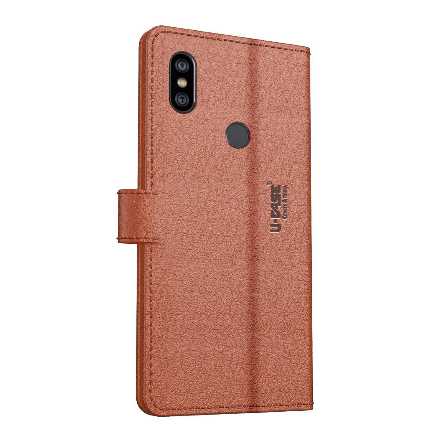 U-CASE Magnetic Flip Cover for Xiaomi Redmi 6 Pro / Xiaomi Redmi A2 Lite Vegan Foldable Stand & Pocket Magnetic Closure - Aibex