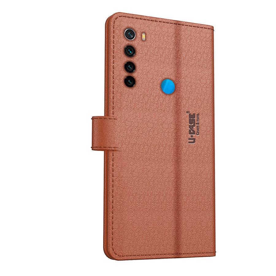 U-CASE Flip Cover for Xiaomi Redmi Note 8 Vegan Foldable Stand & Pocket Magnetic Closure - Aibex