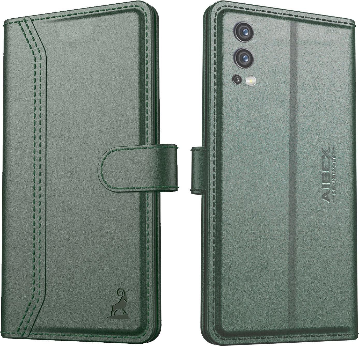 OnePlus Nord 2 5G Aibex PU Leather Flip Cover Foldable Stand & Pocket Magnetic Closure - Aibex