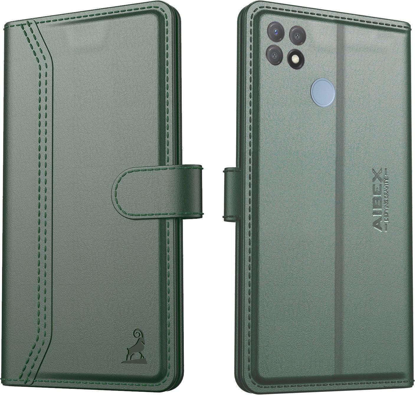 Oppo A15/Oppo A15s Aibex PU Leather Flip Cover Foldable Stand & Pocket Magnetic Closure - Aibex
