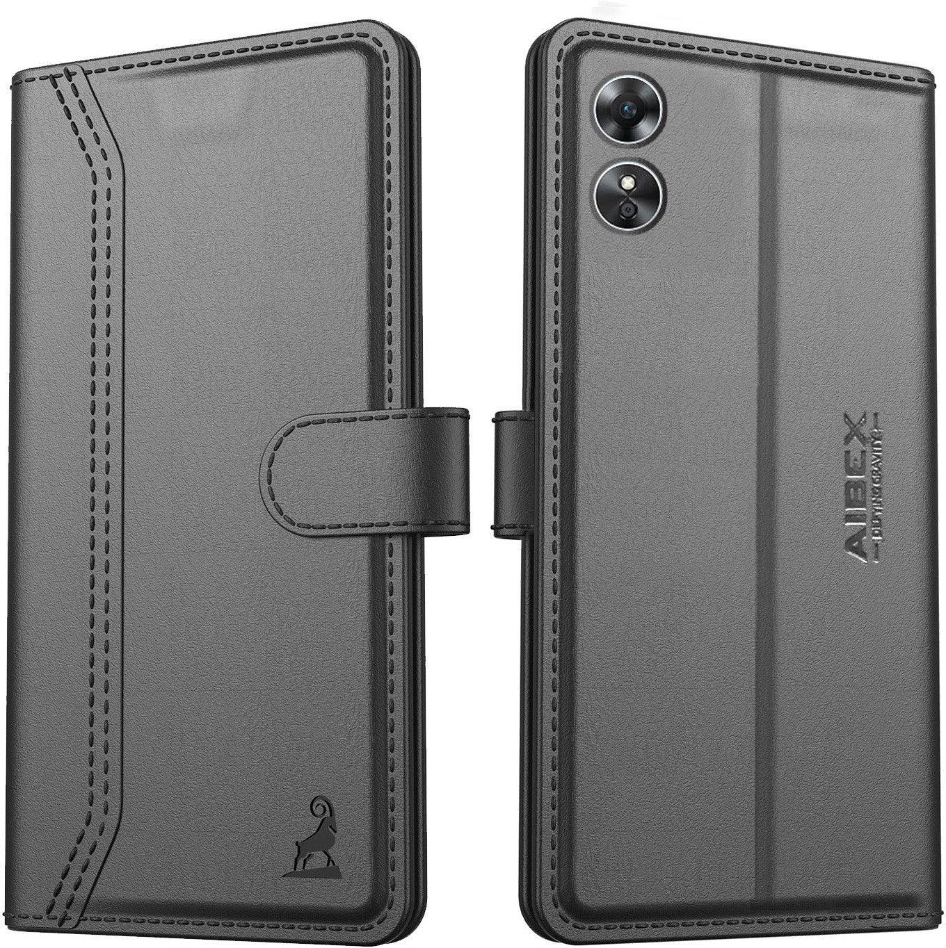 Oppo A17 Aibex PU Leather Flip Cover Foldable Stand & Pocket Magnetic Closure - Aibex