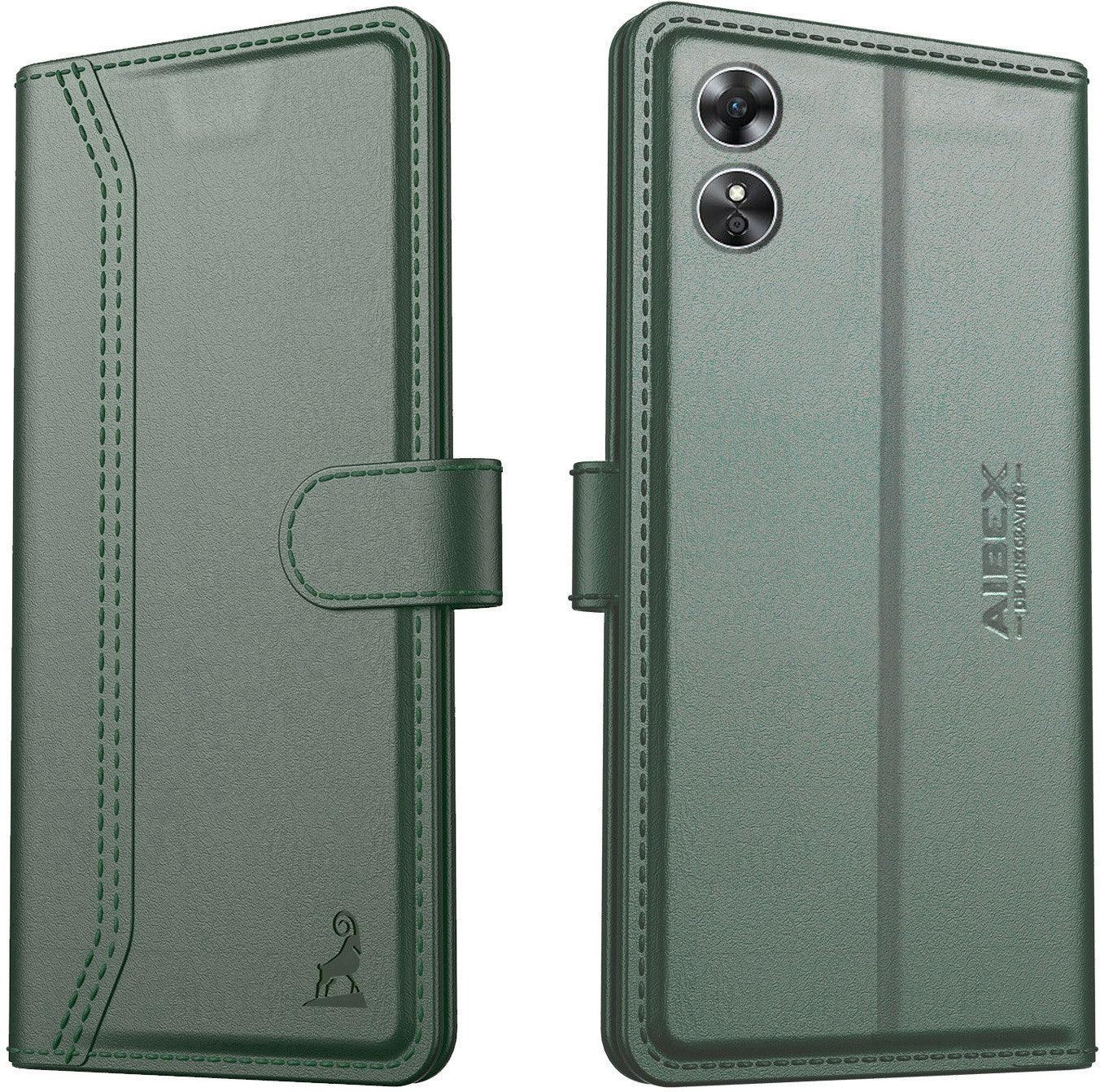 Oppo A17 Aibex PU Leather Flip Cover Foldable Stand & Pocket Magnetic Closure - Aibex