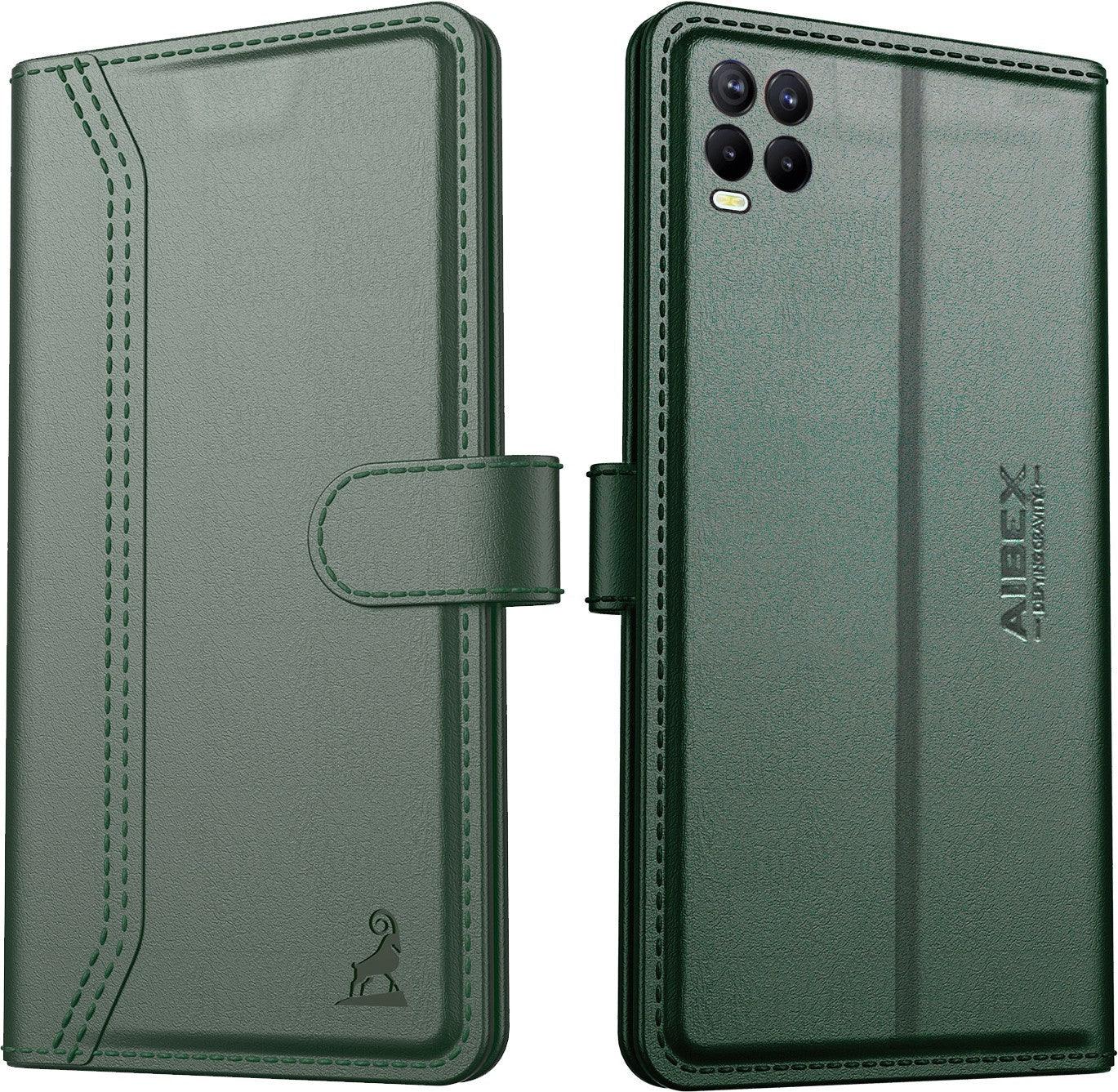 Realme 8 Aibex PU Leather Flip Cover Foldable Stand & Pocket Magnetic Closure - Aibex