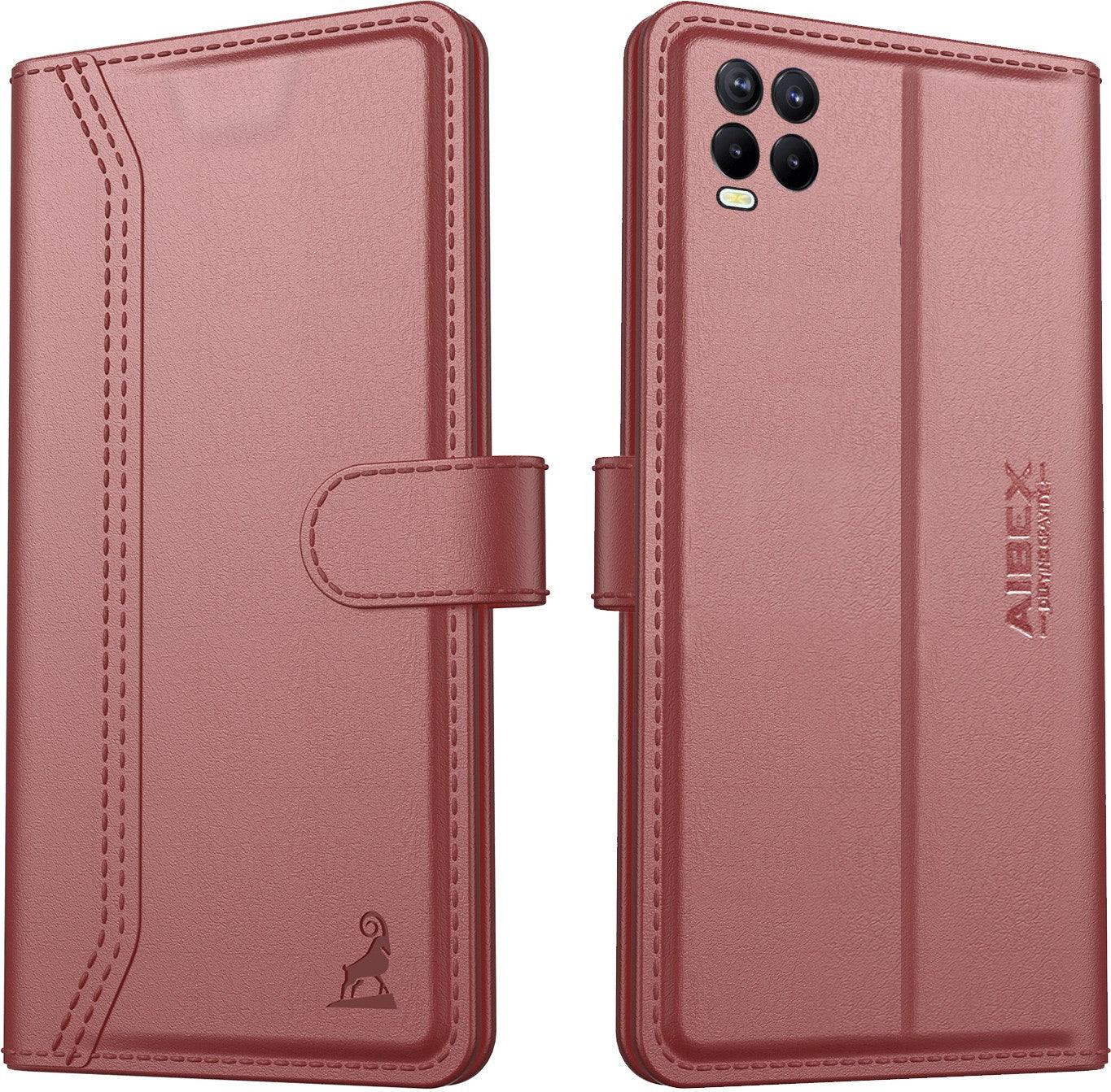 Realme 8 Aibex PU Leather Flip Cover Foldable Stand & Pocket Magnetic Closure - Aibex