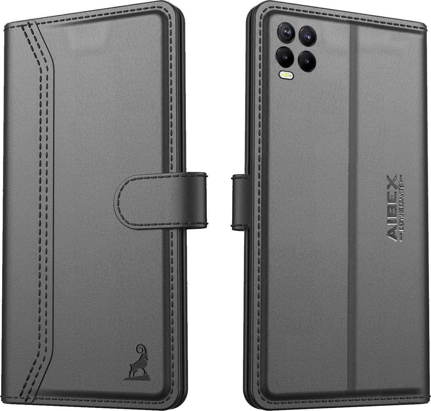 Realme 8 Aibex PU Leather Flip Cover Foldable Stand & Pocket Magnetic Closure - Aibex