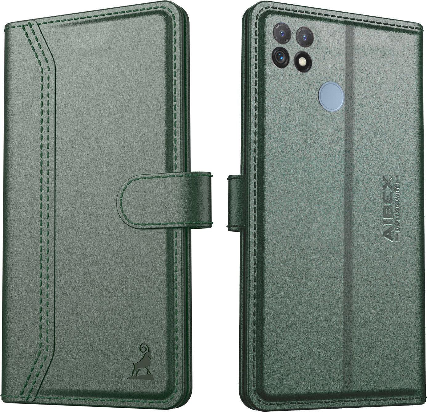 Realme C25 Aibex PU Leather Flip Cover Foldable Stand & Pocket Magnetic Closure - Aibex