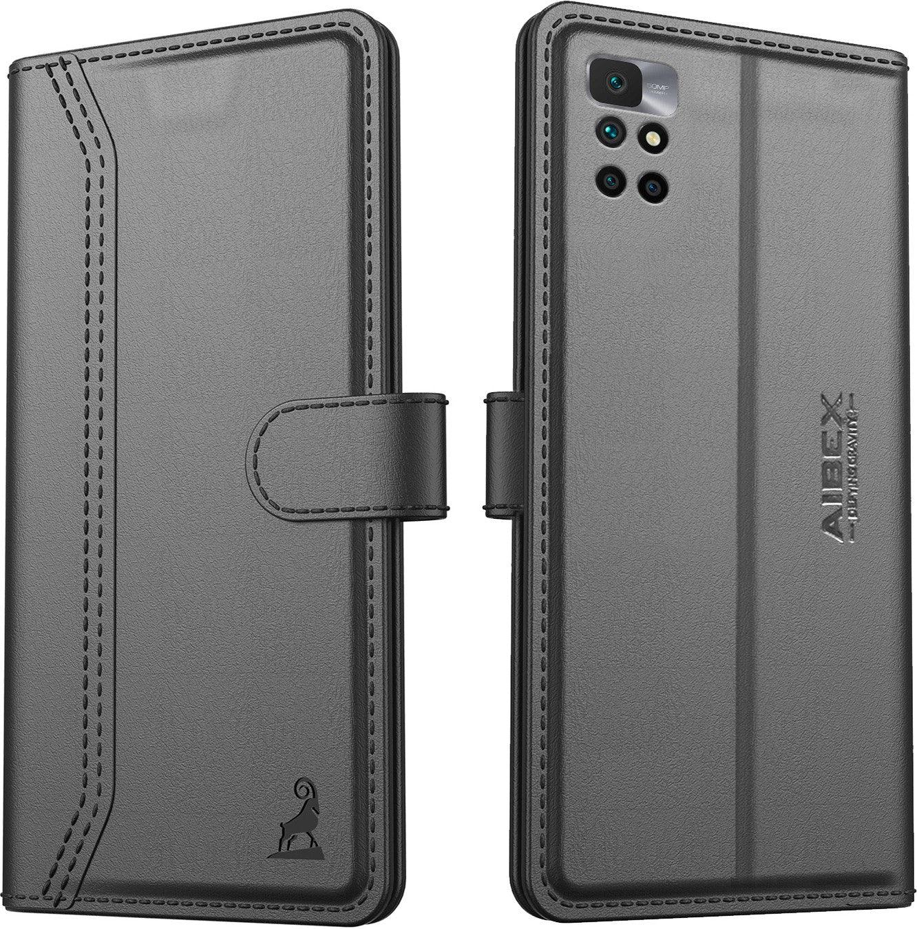 Xiaomi Redmi 10 Prime Aibex PU Leather Flip Cover Foldable Stand & Pocket Magnetic Closure - Aibex