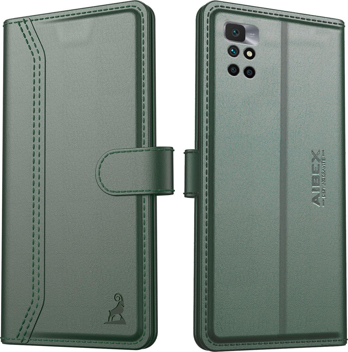 Xiaomi Redmi 10 Prime Aibex PU Leather Flip Cover Foldable Stand & Pocket Magnetic Closure - Aibex