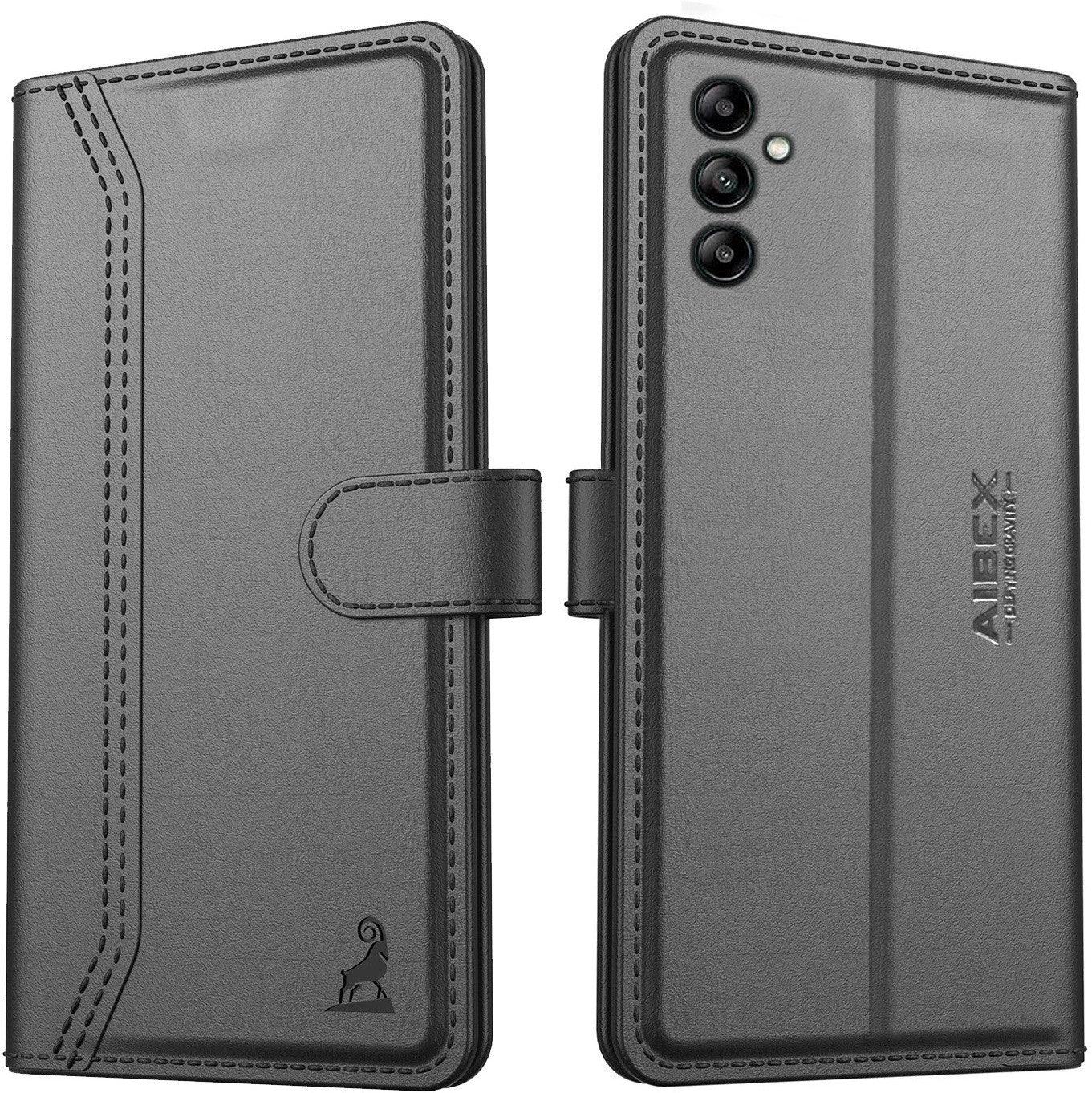 Samsung Galaxy A04S Aibex PU Leather Flip Cover Foldable Stand & Pocket Magnetic Closure - Aibex