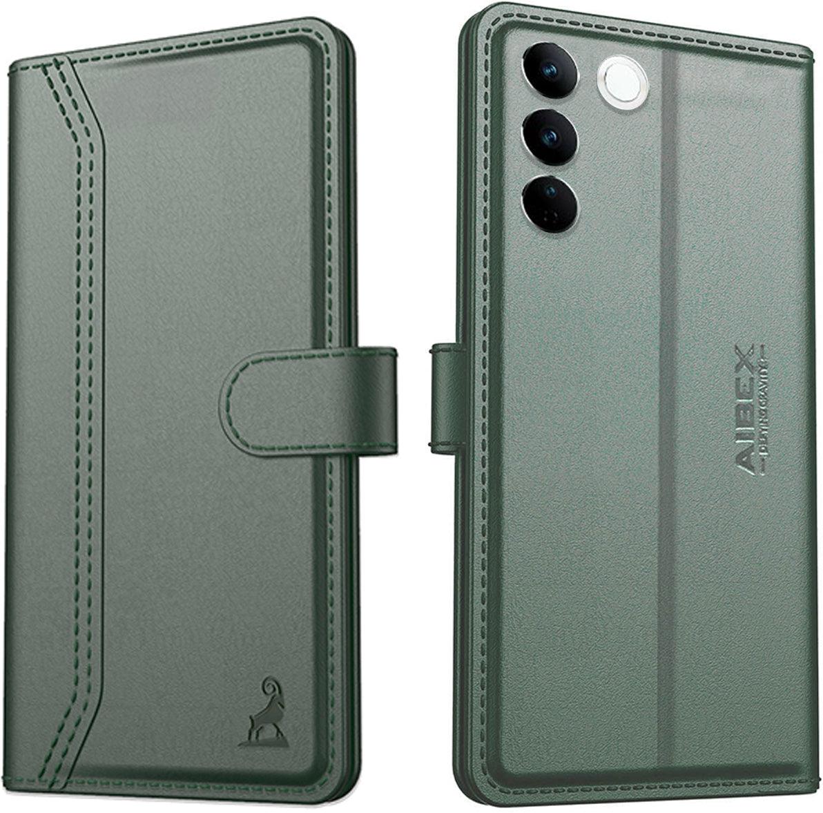 Vivo V27 / V27 Pro Aibex PU Leather Flip Cover Foldable Stand & Pocket Magnetic Closure - Aibex