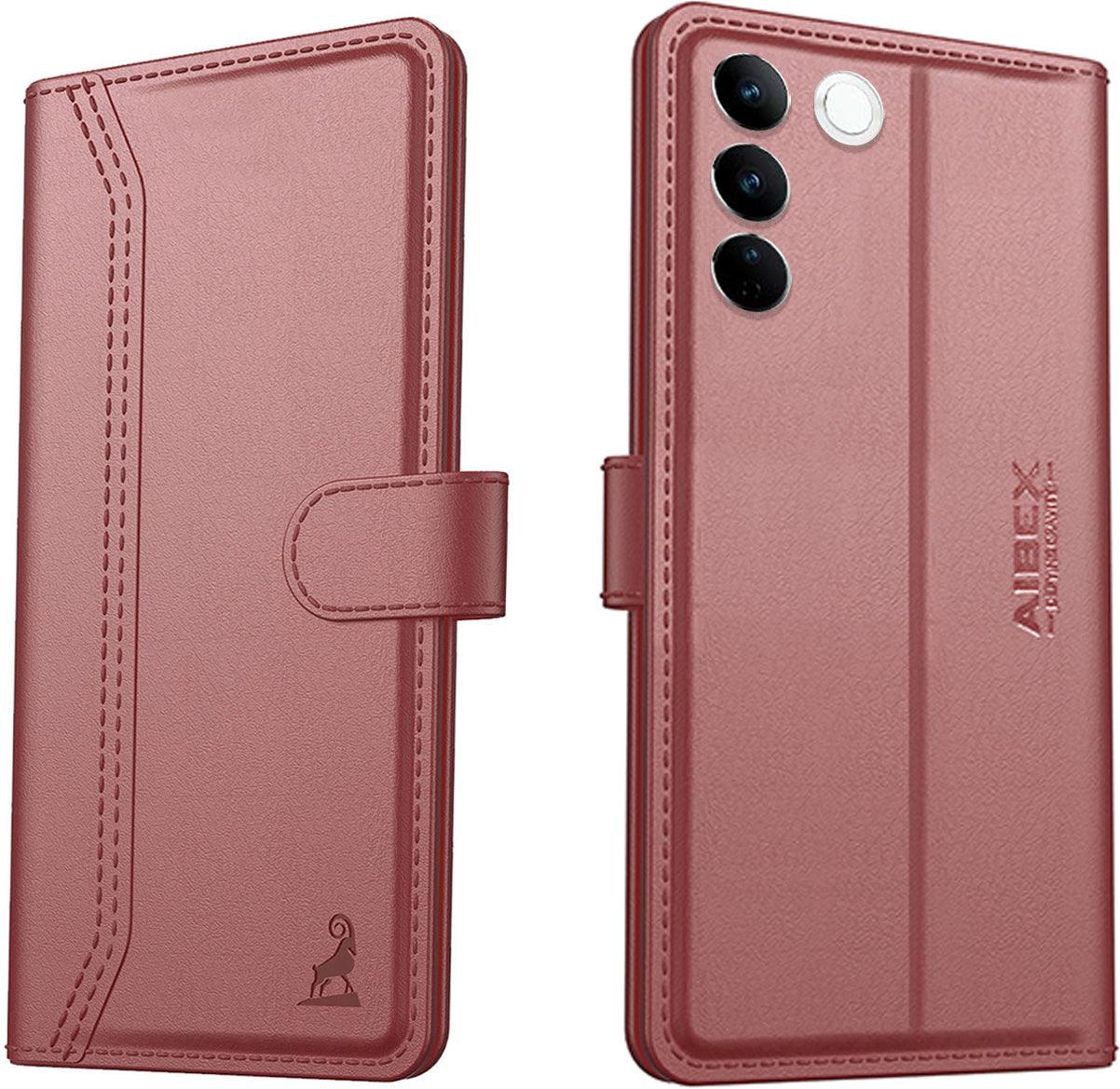 Vivo V27 / V27 Pro Aibex PU Leather Flip Cover Foldable Stand & Pocket Magnetic Closure - Aibex