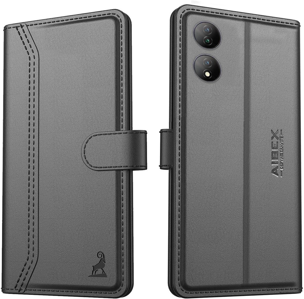 Vivo Y100 / Vivo T2 5G Aibex PU Leather Flip Cover Foldable Stand & Pocket Magnetic Closure - Aibex