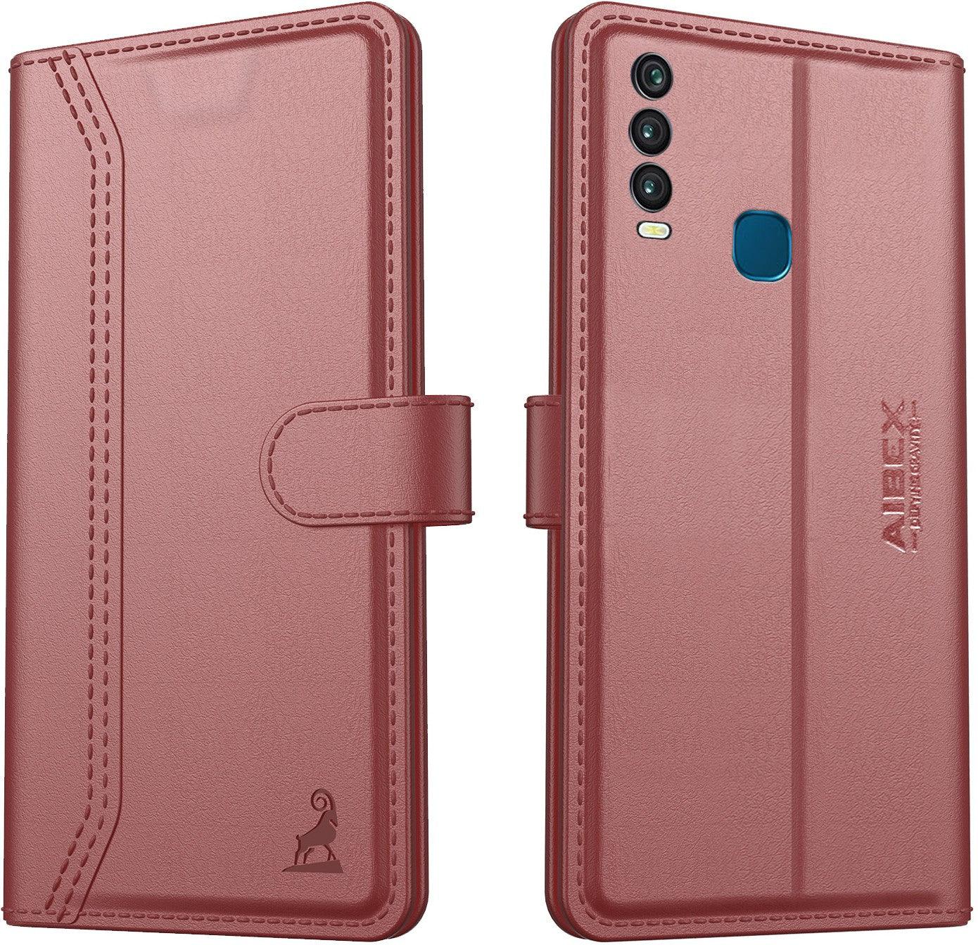 Vivo Y17 / Y12 / Y15 / U10 Aibex PU Leather Flip Cover Foldable Stand & Pocket Magnetic Closure - Aibex