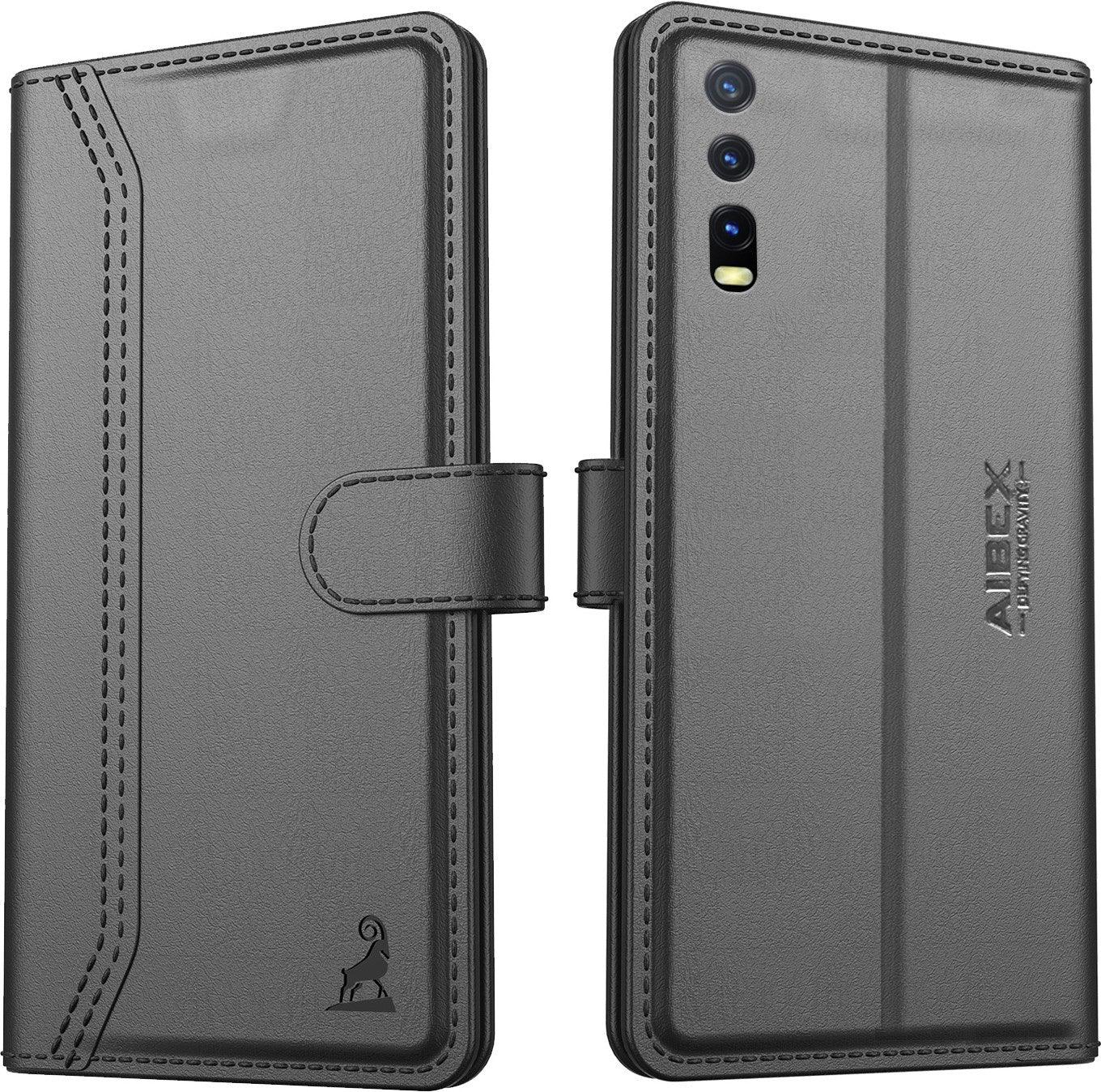 Vivo Y20 Aibex PU Leather Flip Cover Foldable Stand & Pocket Magnetic Closure - Aibex