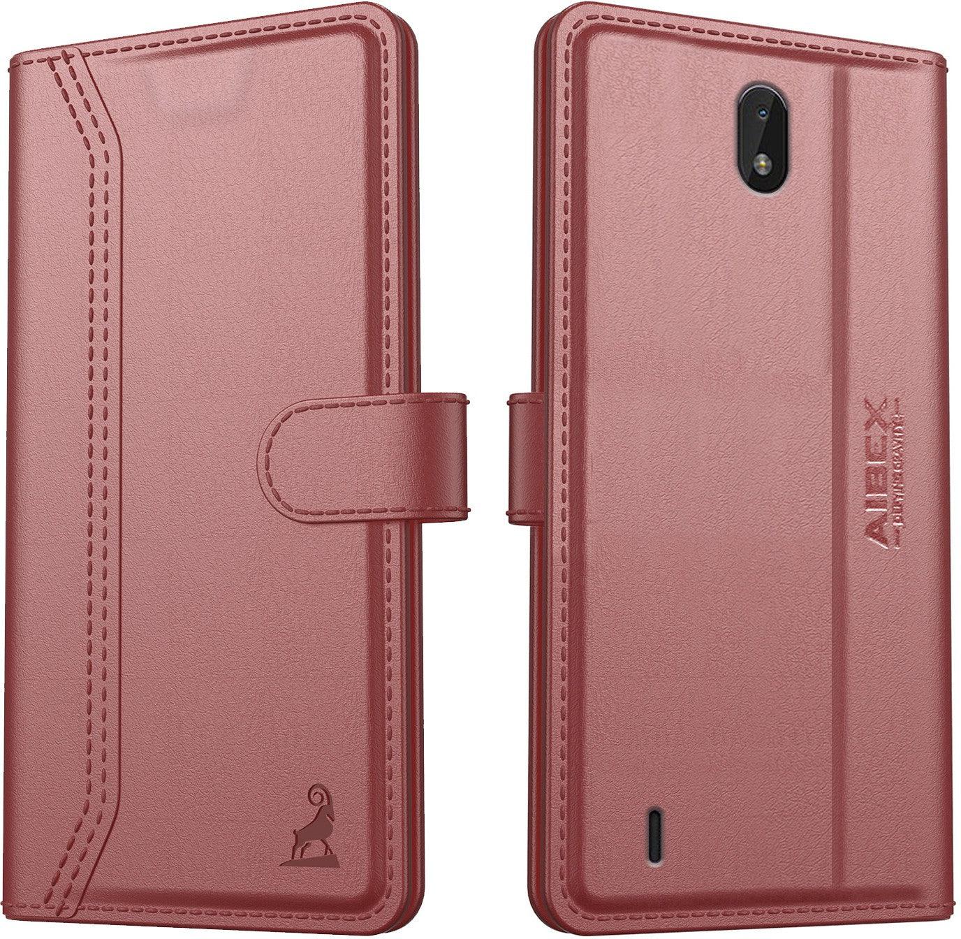 Nokia C01 Plus Aibex PU Leather Flip Cover Foldable Stand & Pocket Magnetic Closure - Aibex