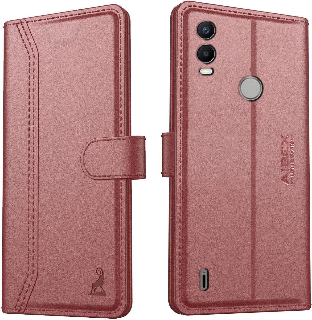 Nokia C21 Plus Aibex PU Leather Flip Cover Foldable Stand & Pocket Magnetic Closure - Aibex