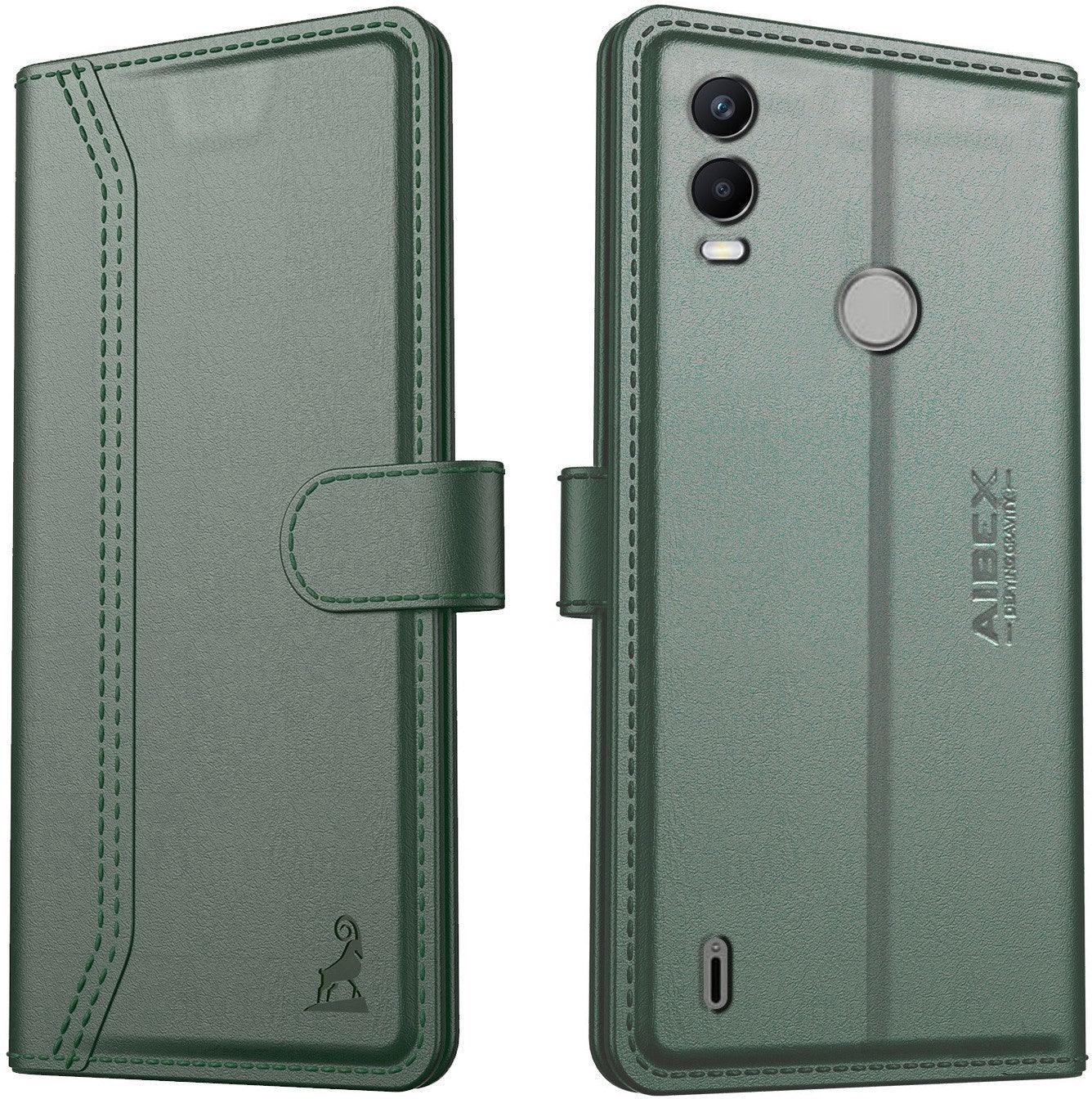 Nokia C21 Plus Aibex PU Leather Flip Cover Foldable Stand & Pocket Magnetic Closure - Aibex