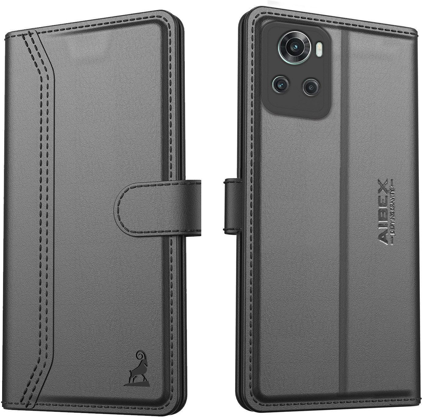 OnePlus 10R 5G Aibex PU Leather Flip Cover Foldable Stand & Pocket Magnetic Closure - Aibex