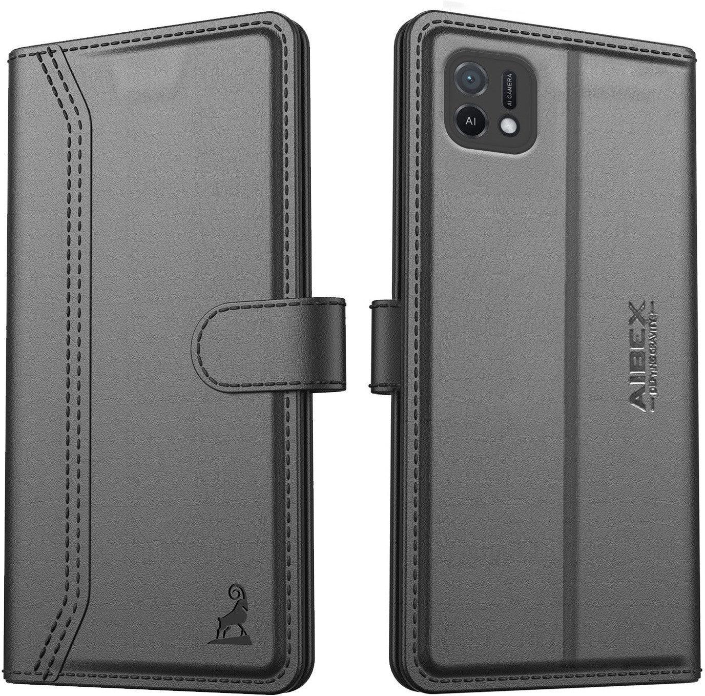 Oppo A16e / Oppo A16K Aibex PU Leather Flip Cover Foldable Stand & Pocket Magnetic Closure - Aibex