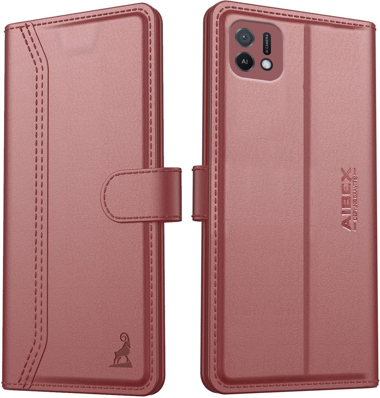 Oppo A16e / Oppo A16K Aibex PU Leather Flip Cover Foldable Stand & Pocket Magnetic Closure - Aibex
