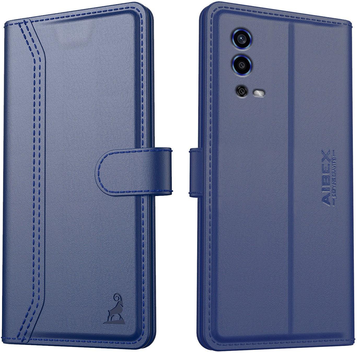 Oppo A55 Aibex PU Leather Flip Cover Foldable Stand & Pocket Magnetic Closure - Aibex