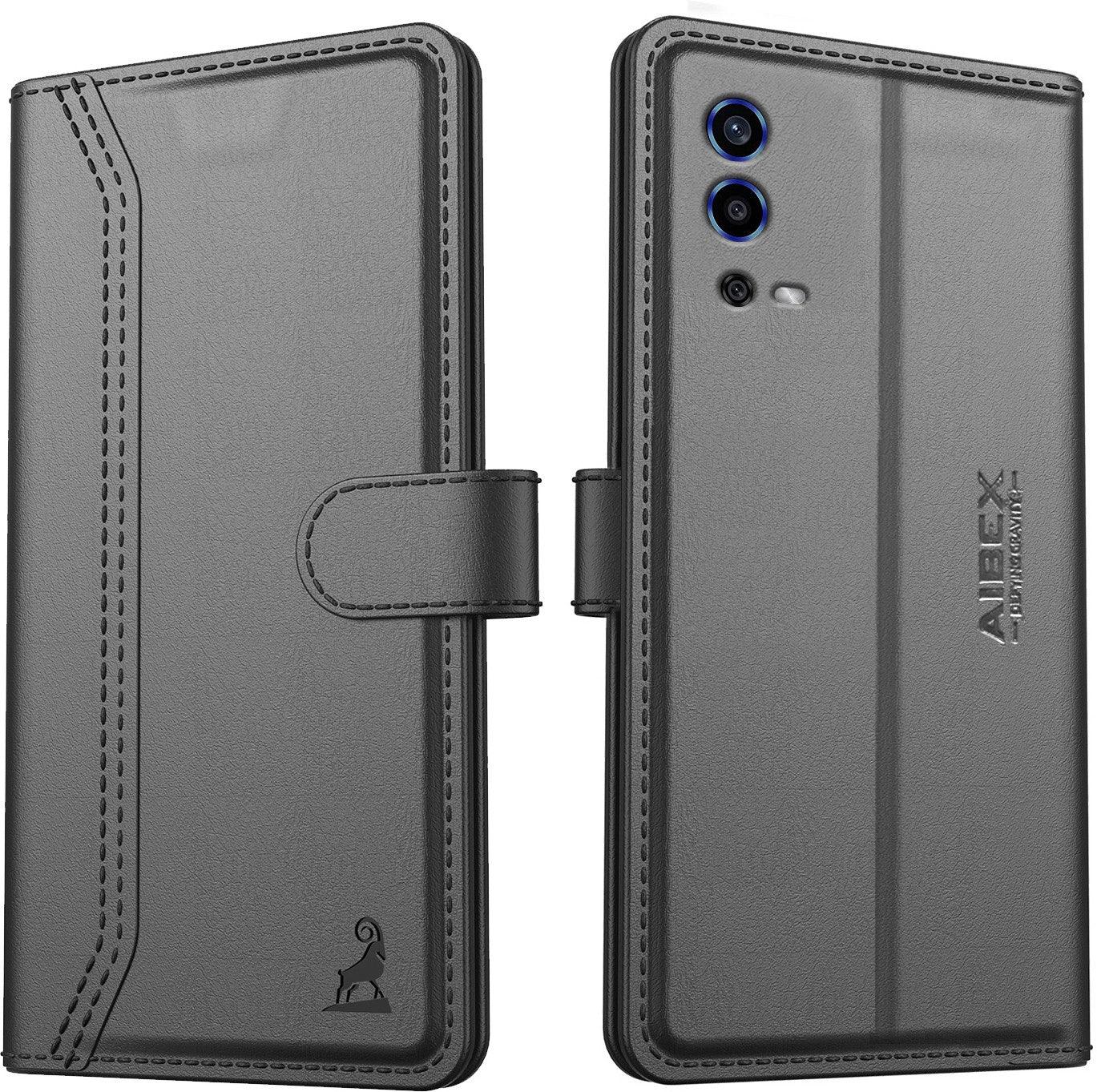 Oppo A55 Aibex PU Leather Flip Cover Foldable Stand & Pocket Magnetic Closure - Aibex