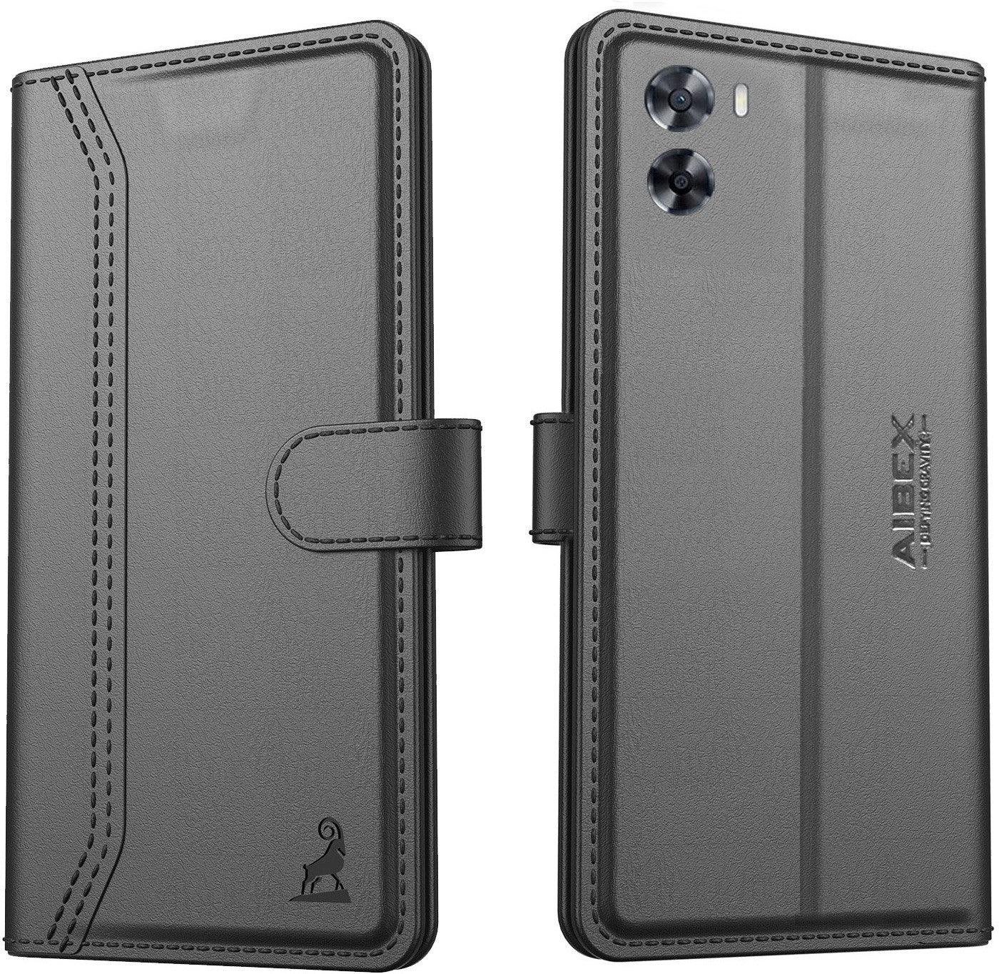 Oppo A57 4G (2022) /Oppo A77S / A77 Aibex PU Leather Flip Cover Foldable Stand & Pocket Magnetic Closure - Aibex