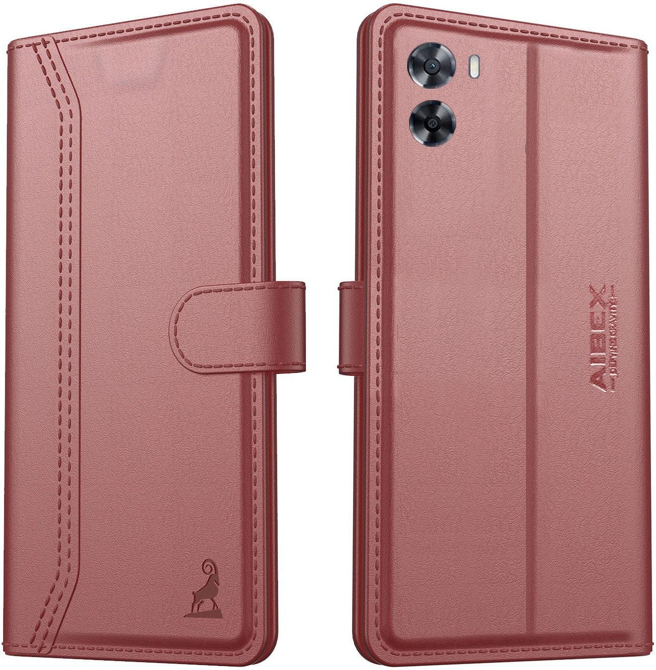 Oppo A57 4G (2022) /Oppo A77S / A77 Aibex PU Leather Flip Cover Foldable Stand & Pocket Magnetic Closure - Aibex