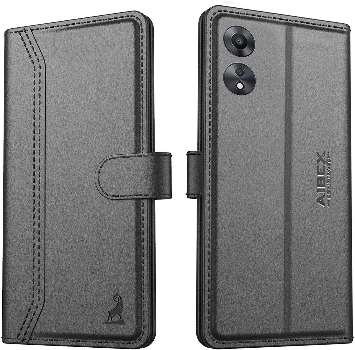 Oppo A78 5G Aibex PU Leather Flip Cover Foldable Stand & Pocket Magnetic Closure - Aibex