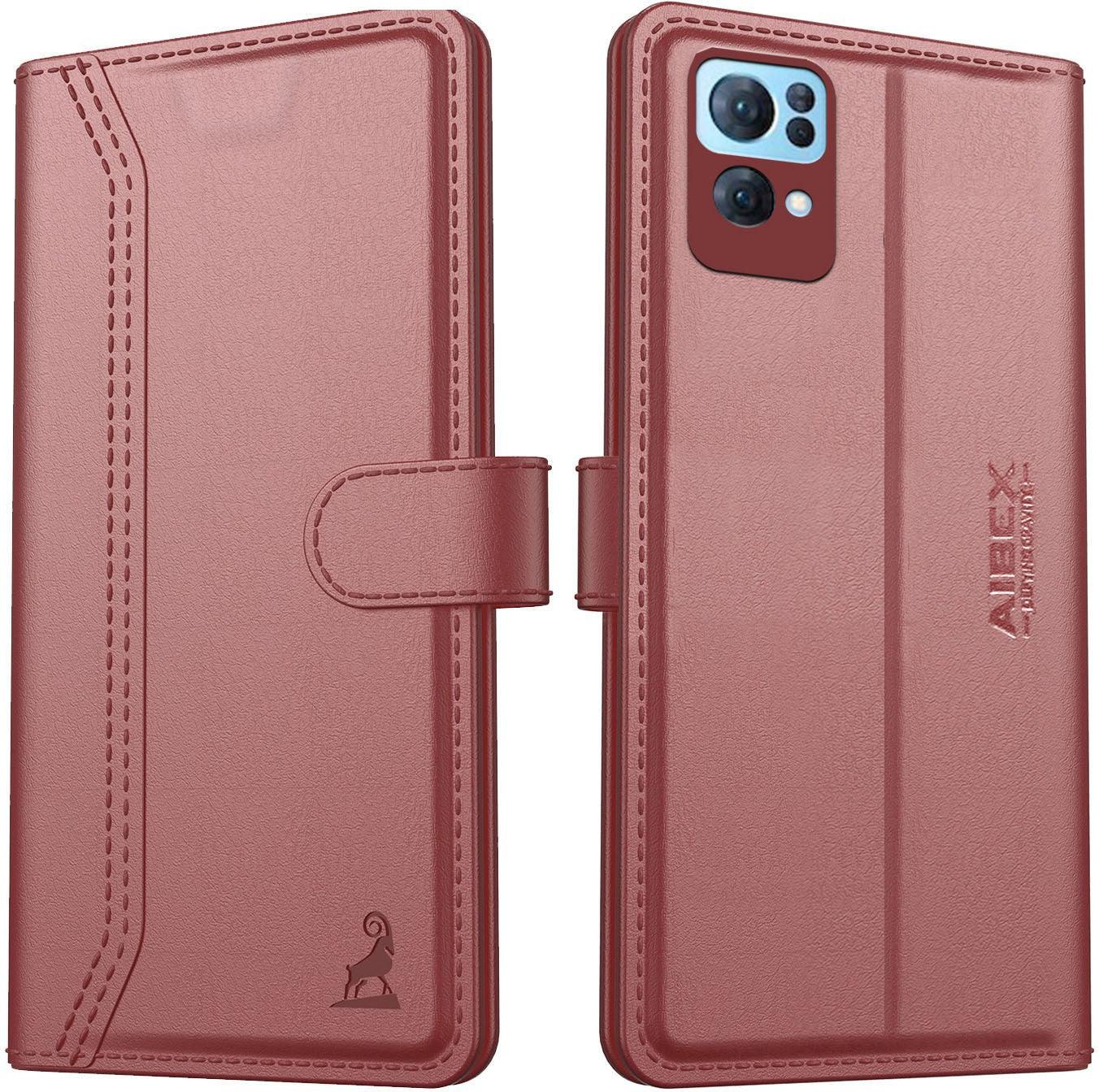 Oppo Reno 7 Pro 5G Aibex PU Leather Flip Cover Foldable Stand & Pocket Magnetic Closure - Aibex