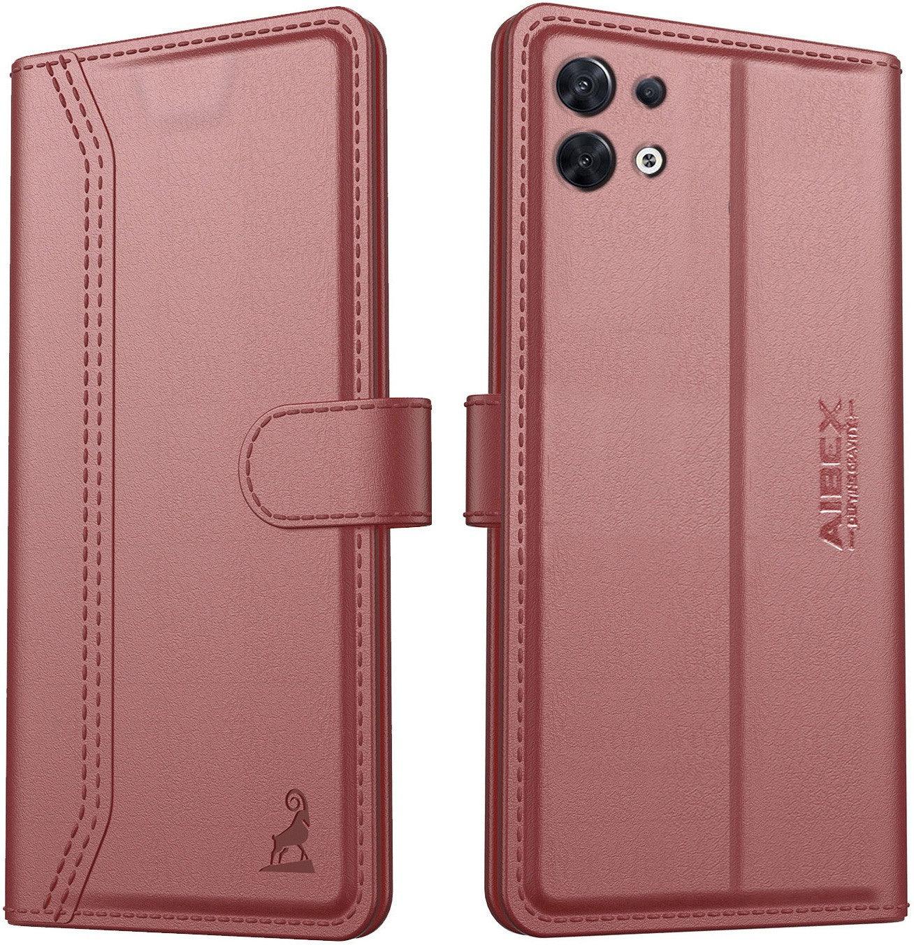 Oppo Reno 8 Pro 5G Aibex PU Leather Flip Cover Foldable Stand & Pocket Magnetic Closure - Aibex