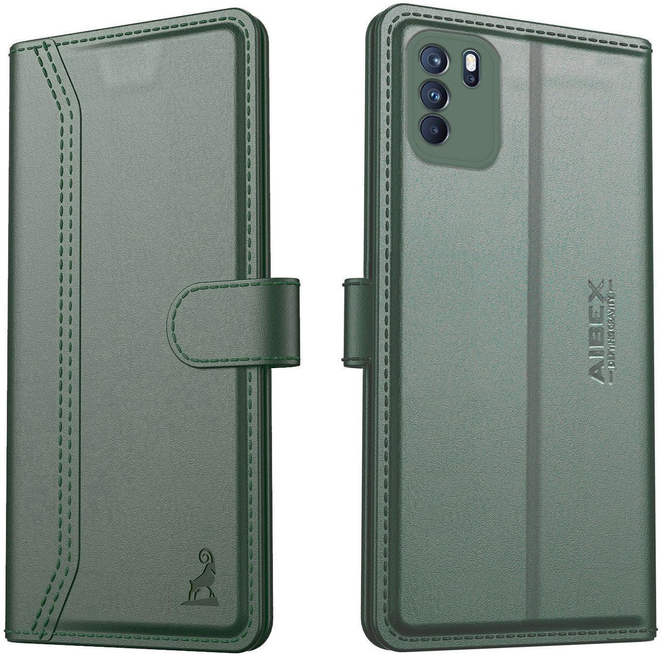 Oppo Reno 6 Pro 5G Aibex PU Leather Flip Cover Foldable Stand & Pocket Magnetic Closure - Aibex