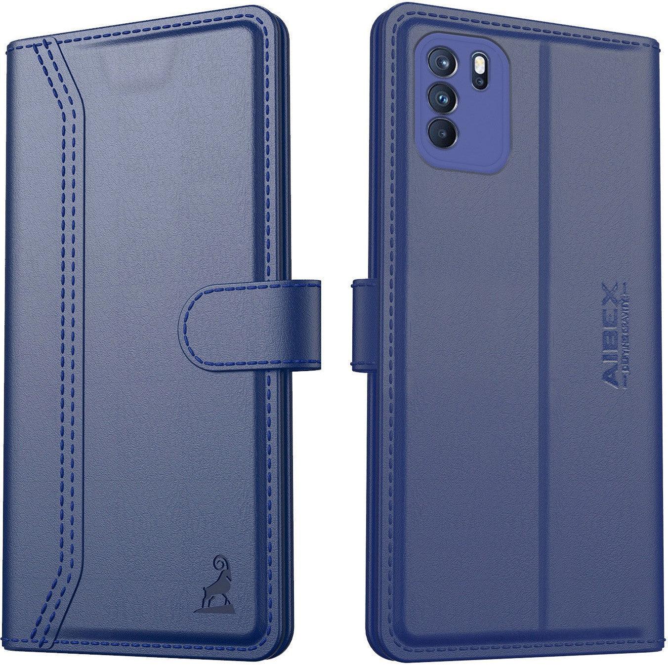 Oppo Reno 6 Pro 5G Aibex PU Leather Flip Cover Foldable Stand & Pocket Magnetic Closure - Aibex