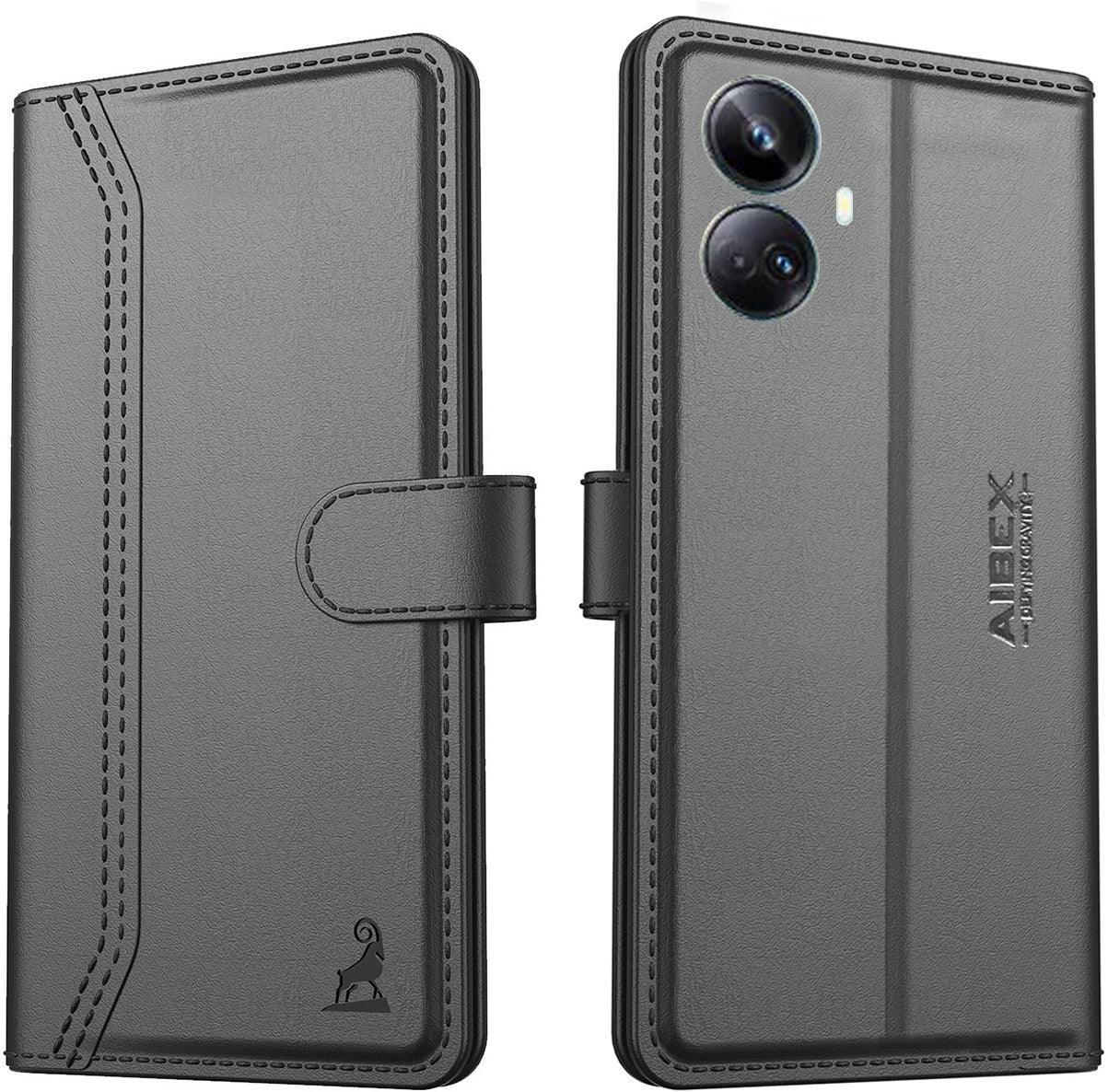 Realme 10 Pro Plus 5G Aibex PU Leather Flip Cover Foldable Stand & Pocket Magnetic Closure - Aibex