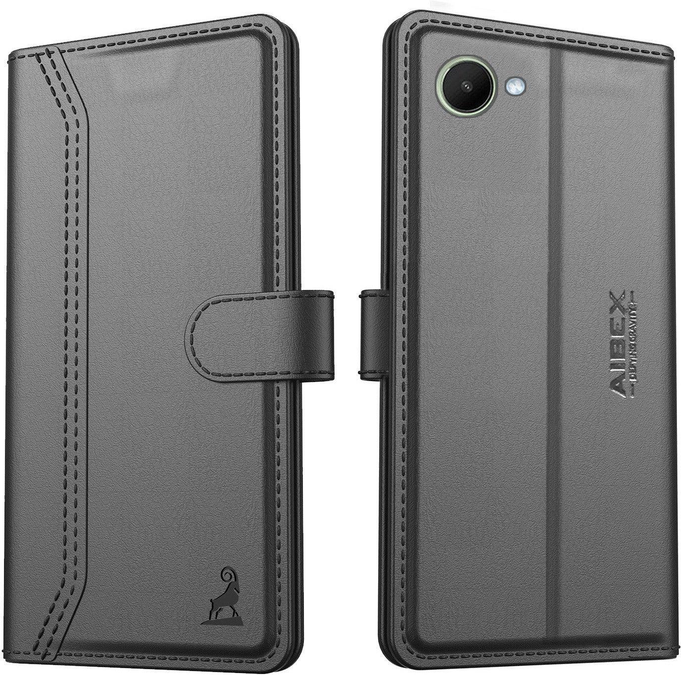 Realme C30 Aibex PU Leather Flip Cover Foldable Stand & Pocket Magnetic Closure - Aibex
