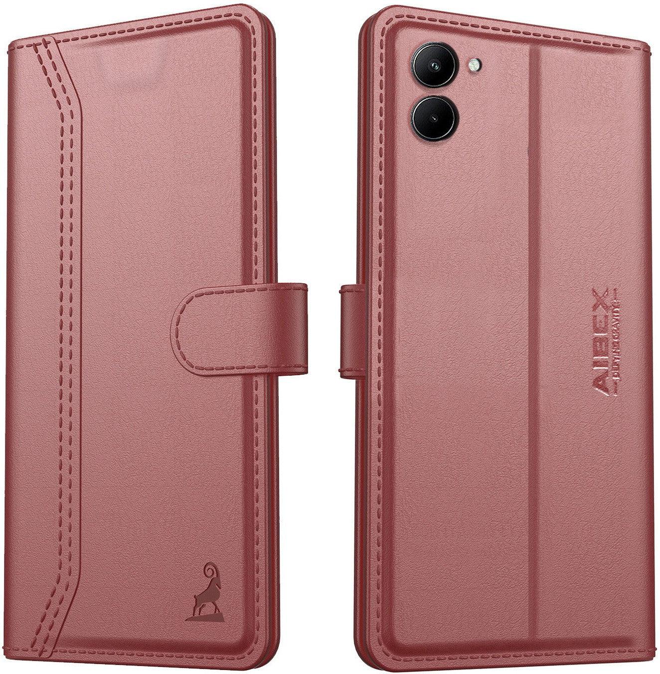 Realme C33 Aibex PU Leather Flip Cover Foldable Stand & Pocket Magnetic Closure - Aibex