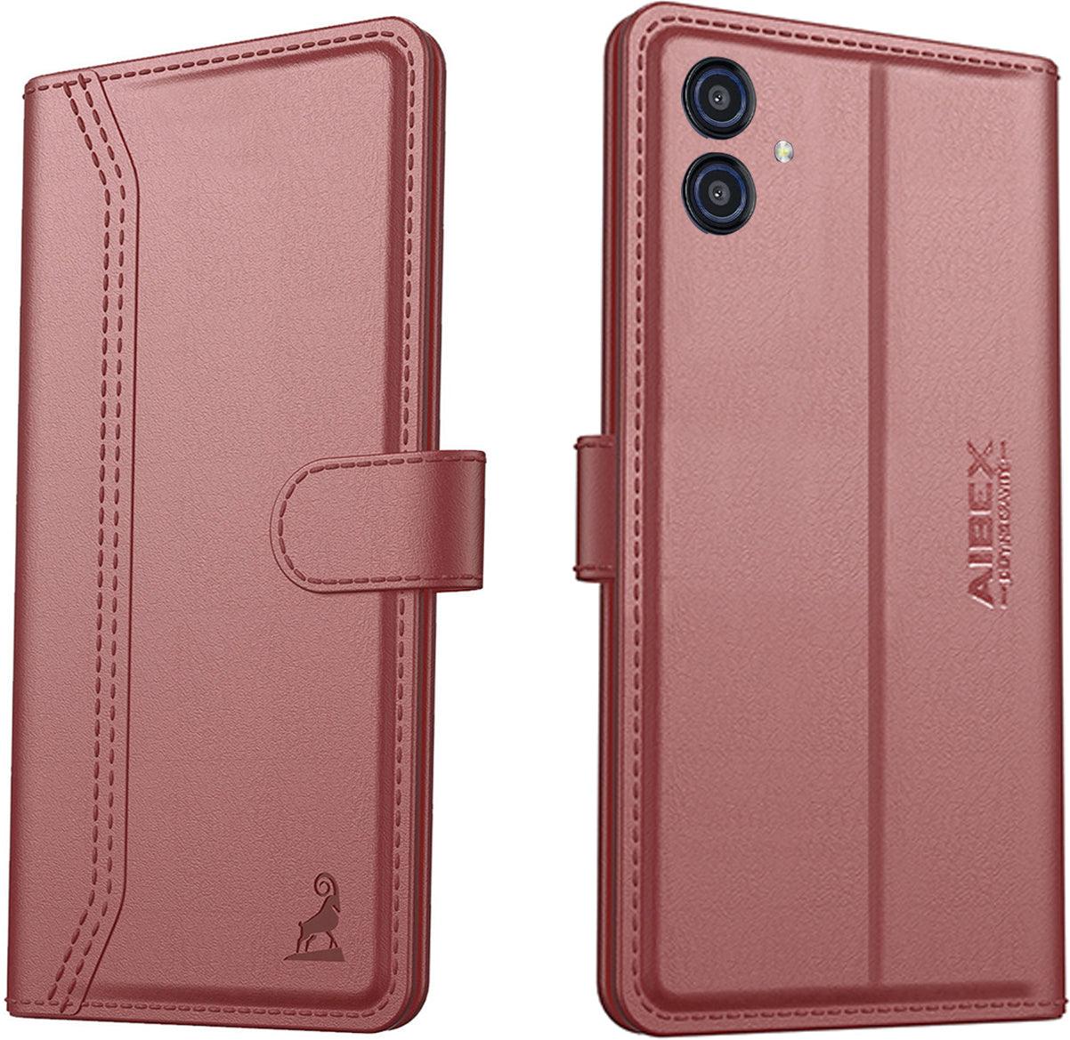 Samsung Galaxy M04 / A04 / F04 / A04e Aibex PU Leather Flip Cover Foldable Stand & Pocket Magnetic Closure - Aibex